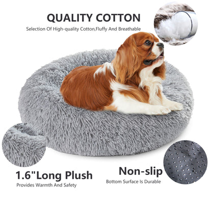 Premium Plush Donut Dog Bed - Warm, Soft, and Washable Pet Cushion for Dogs and Cats - Available in Small and Large Sizes