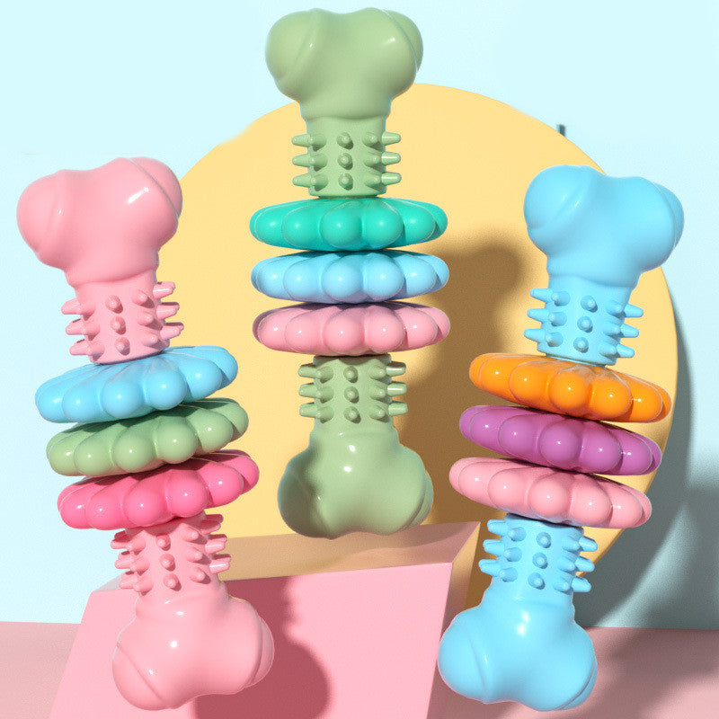 Indestructible TPR Dog Bone Chew Toy for Teeth Cleaning and Teething - Durable and Bite Resistant Pet Product