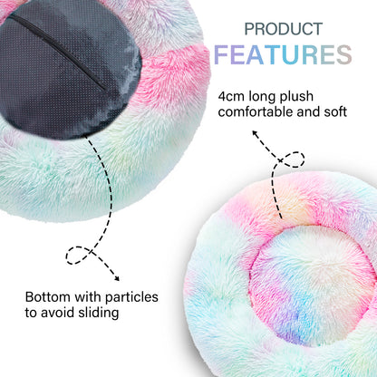 Premium Plush Donut Dog Bed - Warm, Soft, and Washable Pet Cushion for Dogs and Cats - Available in Small and Large Sizes