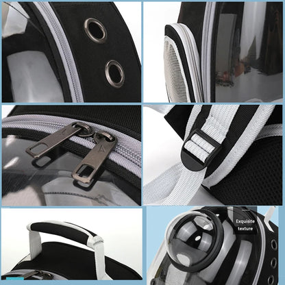 Transparent Pet Backpack Carrier - Breathable Space Capsule Design for Cats and Small Dogs