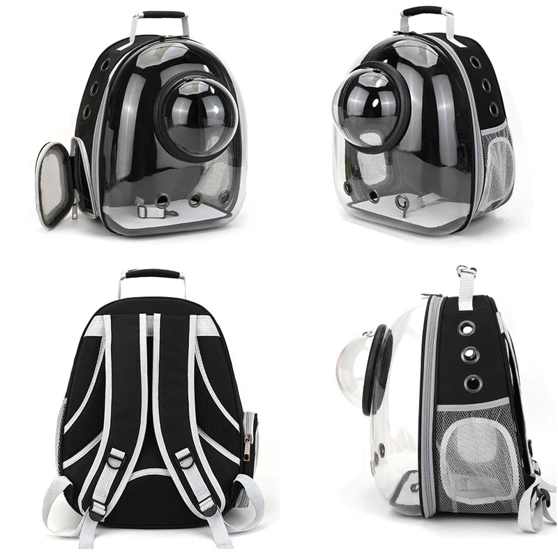 Transparent Pet Backpack Carrier - Breathable Space Capsule Design for Cats and Small Dogs