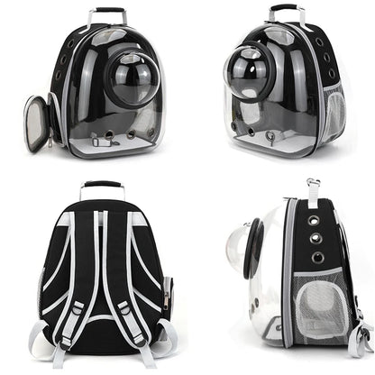 Transparent Pet Backpack Carrier - Breathable Space Capsule Design for Cats and Small Dogs