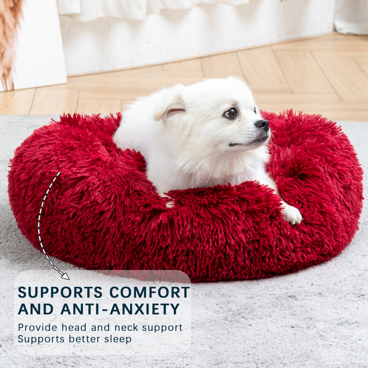 Premium Plush Donut Dog Bed - Warm, Soft, and Washable Pet Cushion for Dogs and Cats - Available in Small and Large Sizes