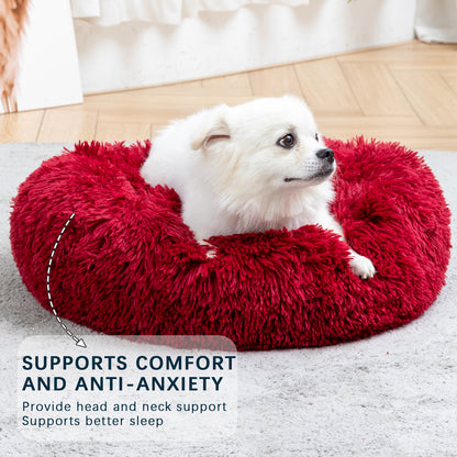 Premium Plush Donut Dog Bed - Warm, Soft, and Washable Pet Cushion for Dogs and Cats - Available in Small and Large Sizes