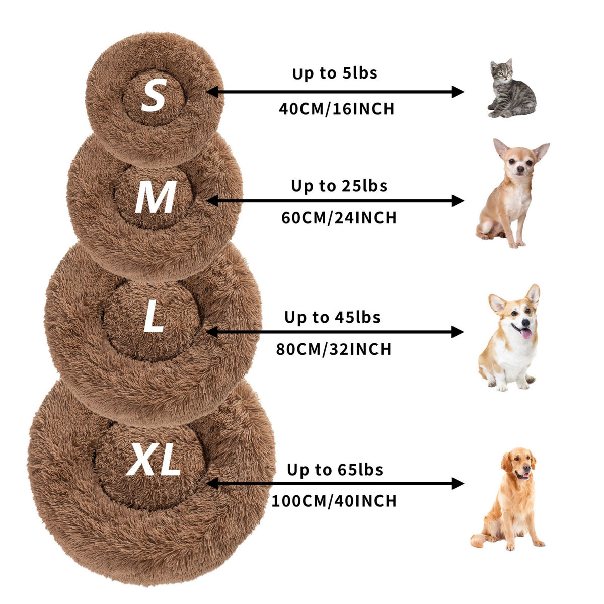 Premium Plush Donut Dog Bed - Warm, Soft, and Washable Pet Cushion for Dogs and Cats - Available in Small and Large Sizes
