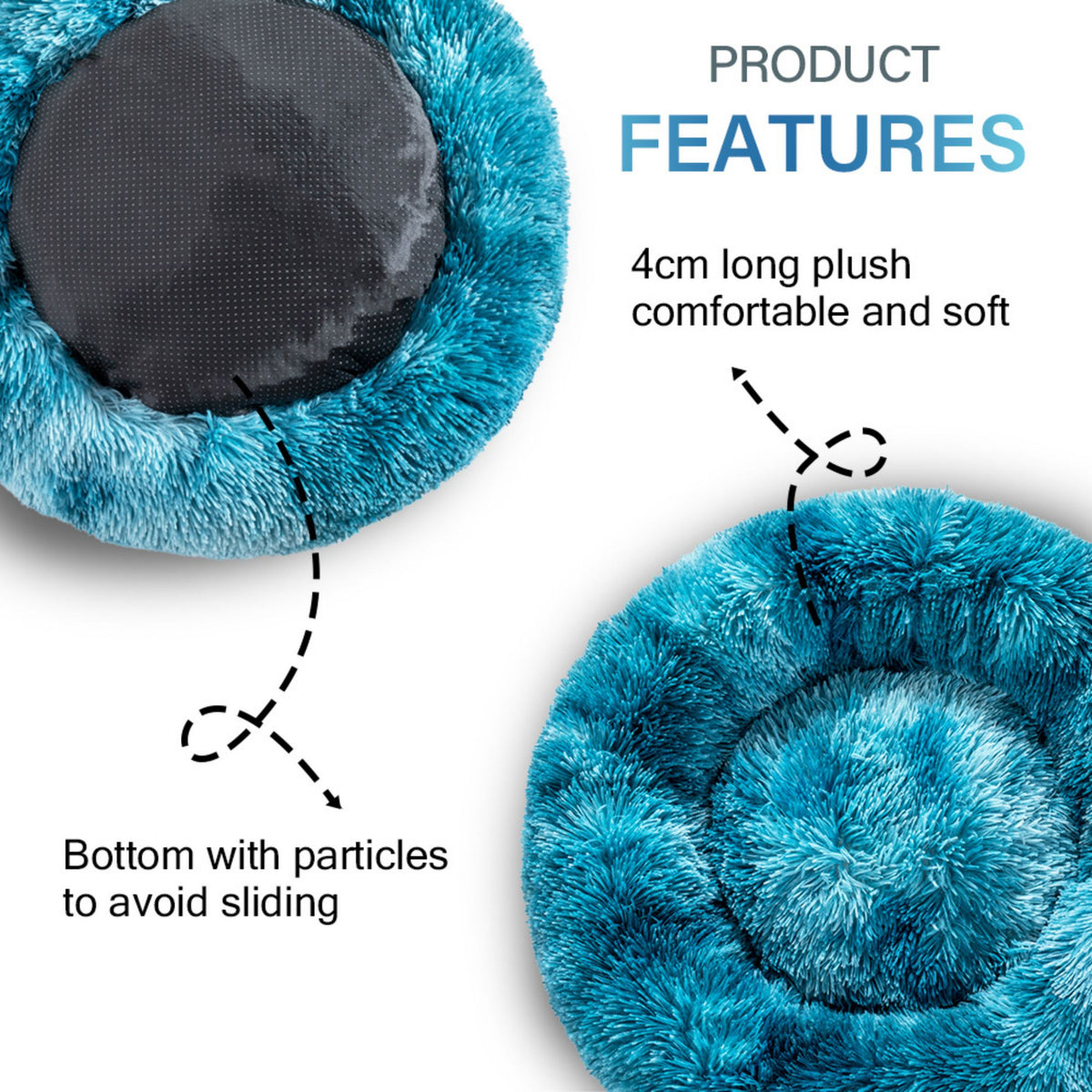 Premium Plush Donut Dog Bed - Warm, Soft, and Washable Pet Cushion for Dogs and Cats - Available in Small and Large Sizes