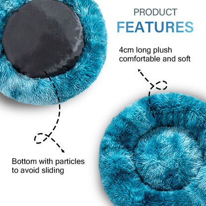 Premium Plush Donut Dog Bed - Warm, Soft, and Washable Pet Cushion for Dogs and Cats - Available in Small and Large Sizes