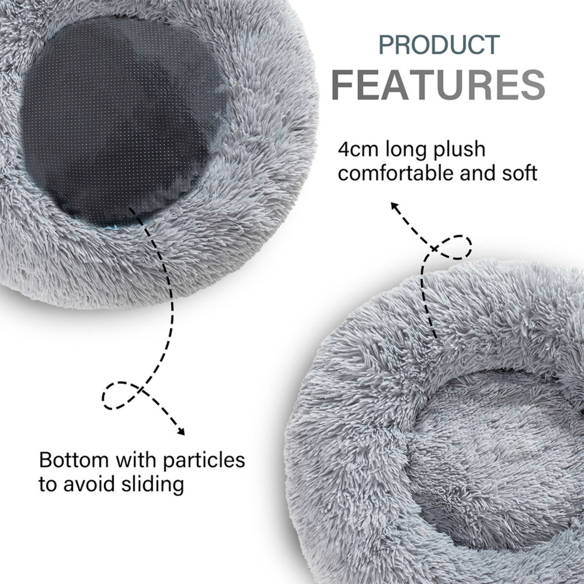 Premium Plush Donut Dog Bed - Warm, Soft, and Washable Pet Cushion for Dogs and Cats - Available in Small and Large Sizes