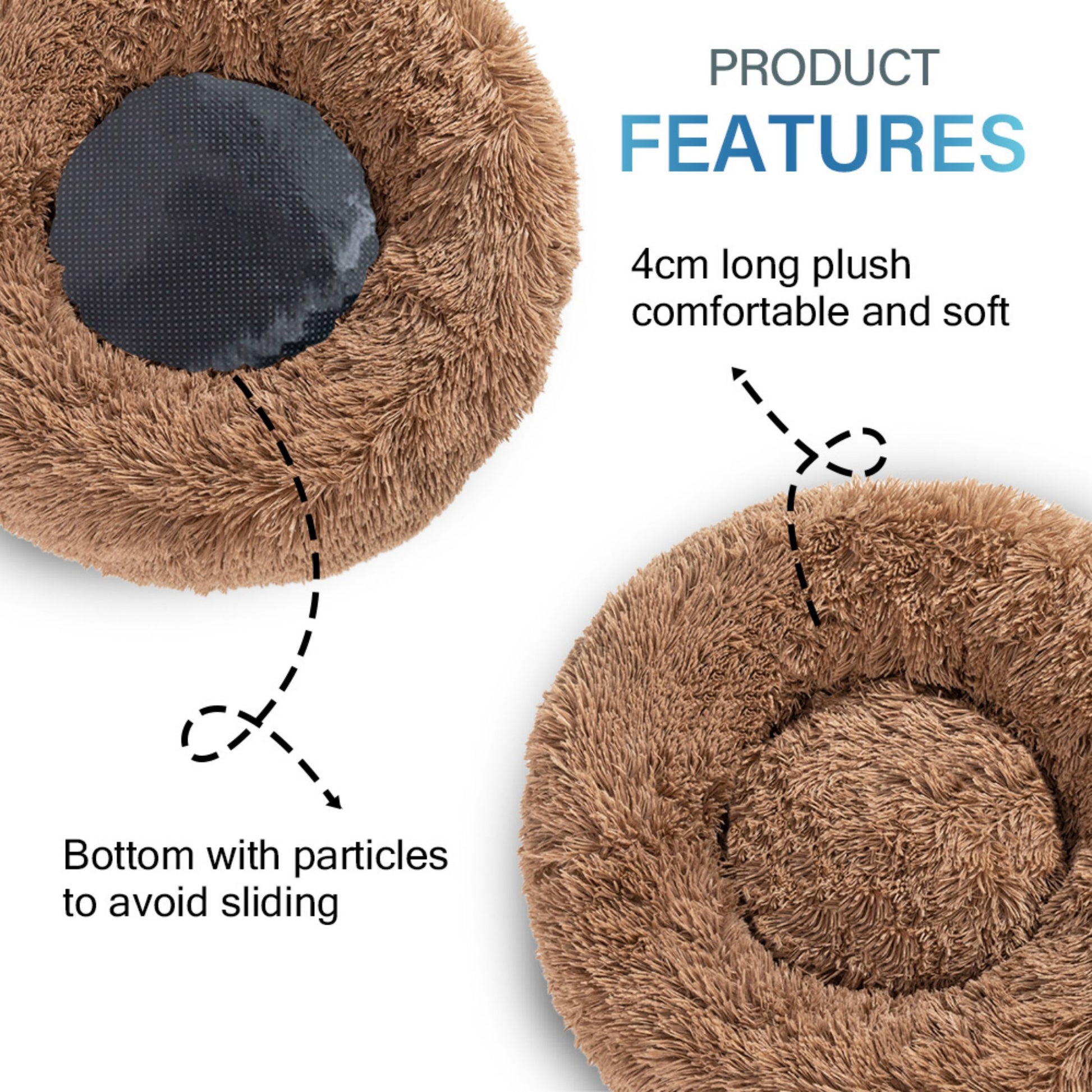 Premium Plush Donut Dog Bed - Warm, Soft, and Washable Pet Cushion for Dogs and Cats - Available in Small and Large Sizes