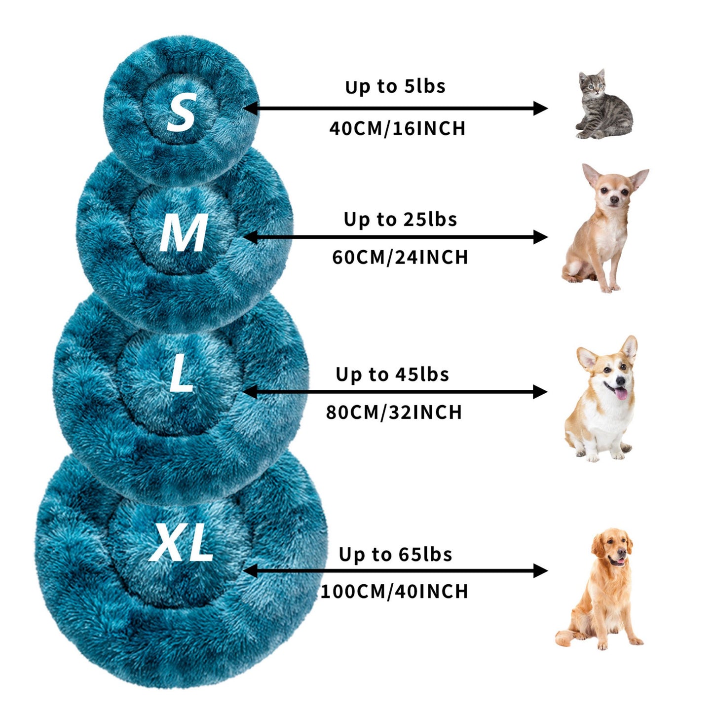 Premium Plush Donut Dog Bed - Warm, Soft, and Washable Pet Cushion for Dogs and Cats - Available in Small and Large Sizes