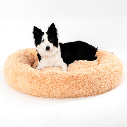 Premium Plush Donut Dog Bed - Warm, Soft, and Washable Pet Cushion for Dogs and Cats - Available in Small and Large Sizes