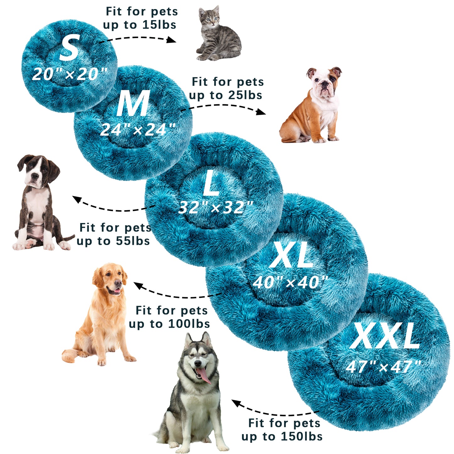 Premium Plush Donut Dog Bed - Warm, Soft, and Washable Pet Cushion for Dogs and Cats - Available in Small and Large Sizes