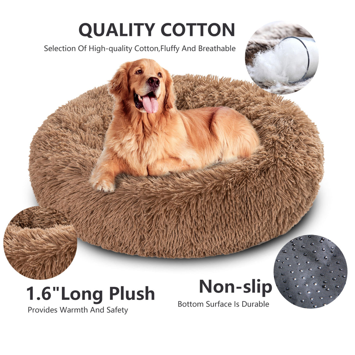 Premium Plush Donut Dog Bed - Warm, Soft, and Washable Pet Cushion for Dogs and Cats - Available in Small and Large Sizes