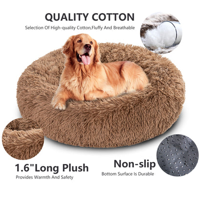 Premium Plush Donut Dog Bed - Warm, Soft, and Washable Pet Cushion for Dogs and Cats - Available in Small and Large Sizes