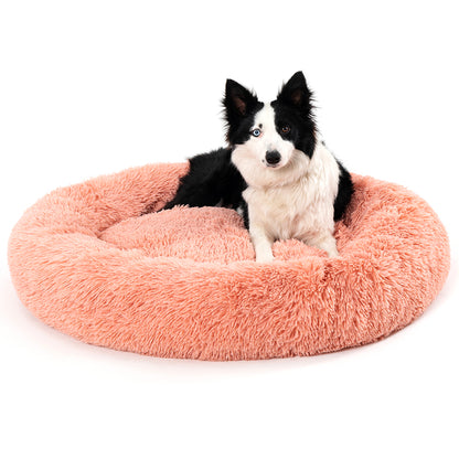 Premium Plush Donut Dog Bed - Warm, Soft, and Washable Pet Cushion for Dogs and Cats - Available in Small and Large Sizes