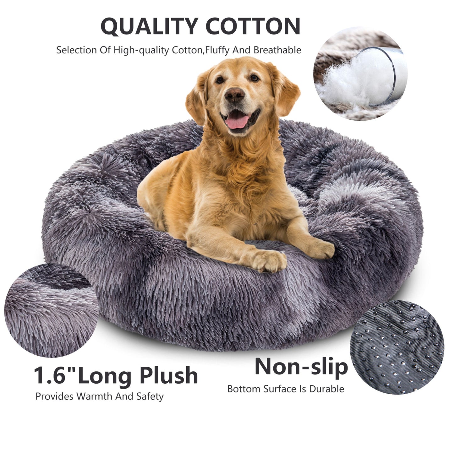 Premium Plush Donut Dog Bed - Warm, Soft, and Washable Pet Cushion for Dogs and Cats - Available in Small and Large Sizes
