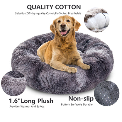 Premium Plush Donut Dog Bed - Warm, Soft, and Washable Pet Cushion for Dogs and Cats - Available in Small and Large Sizes