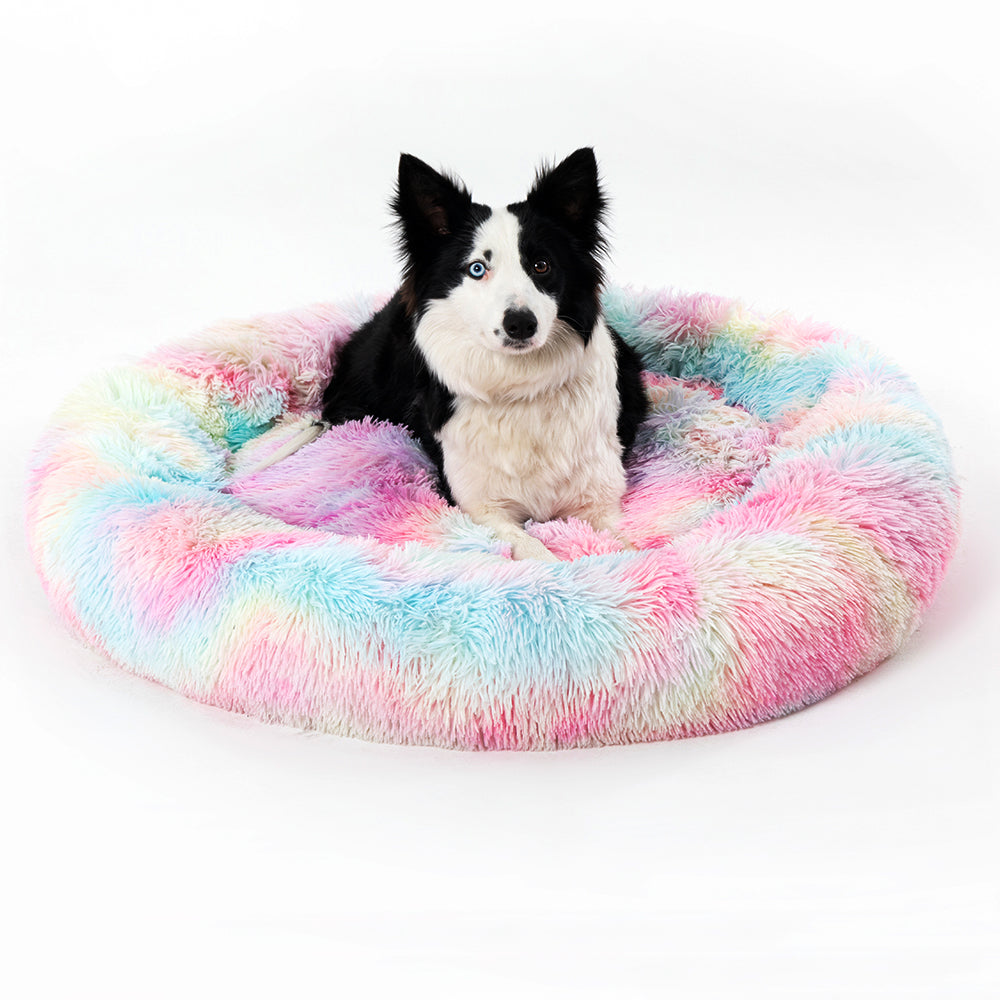 Premium Plush Donut Dog Bed - Warm, Soft, and Washable Pet Cushion for Dogs and Cats - Available in Small and Large Sizes