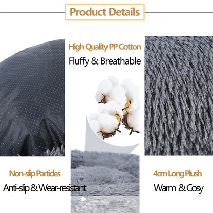 Premium Plush Donut Dog Bed - Warm, Soft, and Washable Pet Cushion for Dogs and Cats - Available in Small and Large Sizes