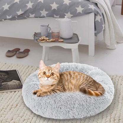 Premium Plush Donut Dog Bed - Warm, Soft, and Washable Pet Cushion for Dogs and Cats - Available in Small and Large Sizes