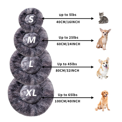 Premium Plush Donut Dog Bed - Warm, Soft, and Washable Pet Cushion for Dogs and Cats - Available in Small and Large Sizes