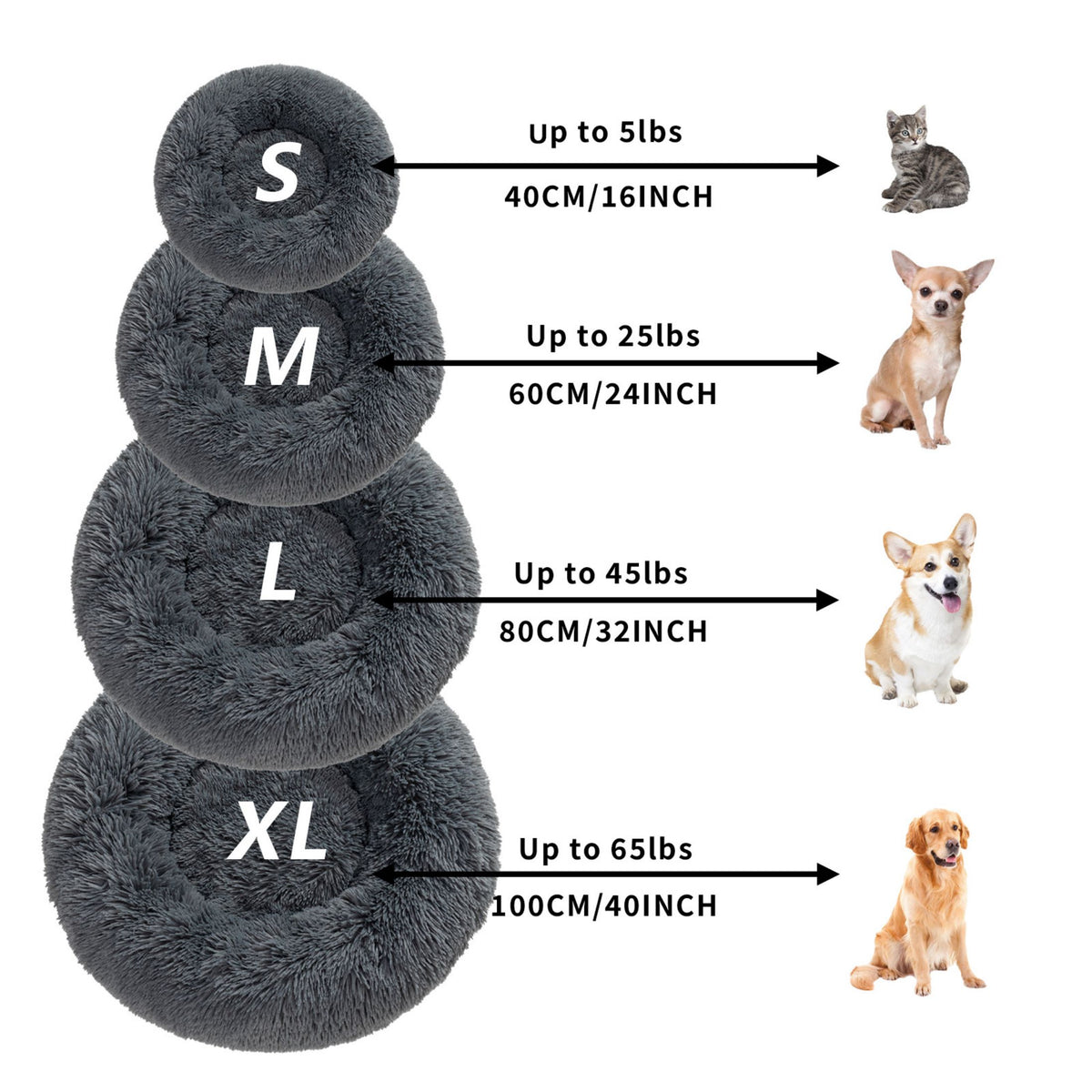Premium Plush Donut Dog Bed - Warm, Soft, and Washable Pet Cushion for Dogs and Cats - Available in Small and Large Sizes