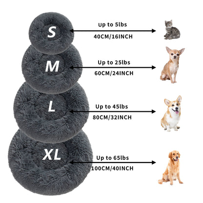 Premium Plush Donut Dog Bed - Warm, Soft, and Washable Pet Cushion for Dogs and Cats - Available in Small and Large Sizes
