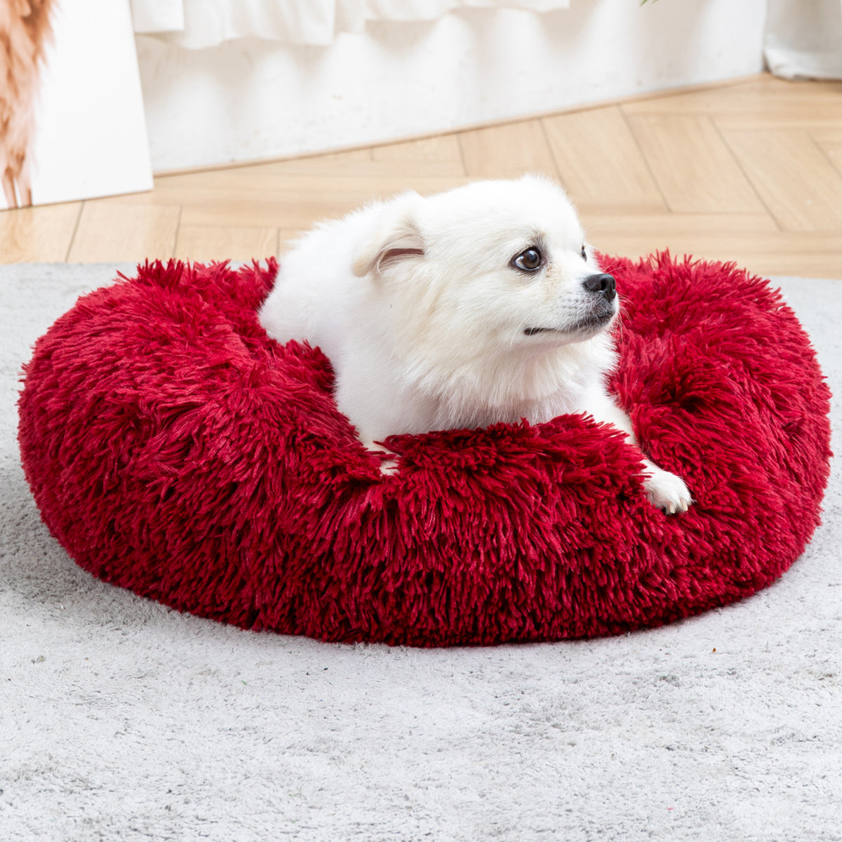Premium Plush Donut Dog Bed - Warm, Soft, and Washable Pet Cushion for Dogs and Cats - Available in Small and Large Sizes