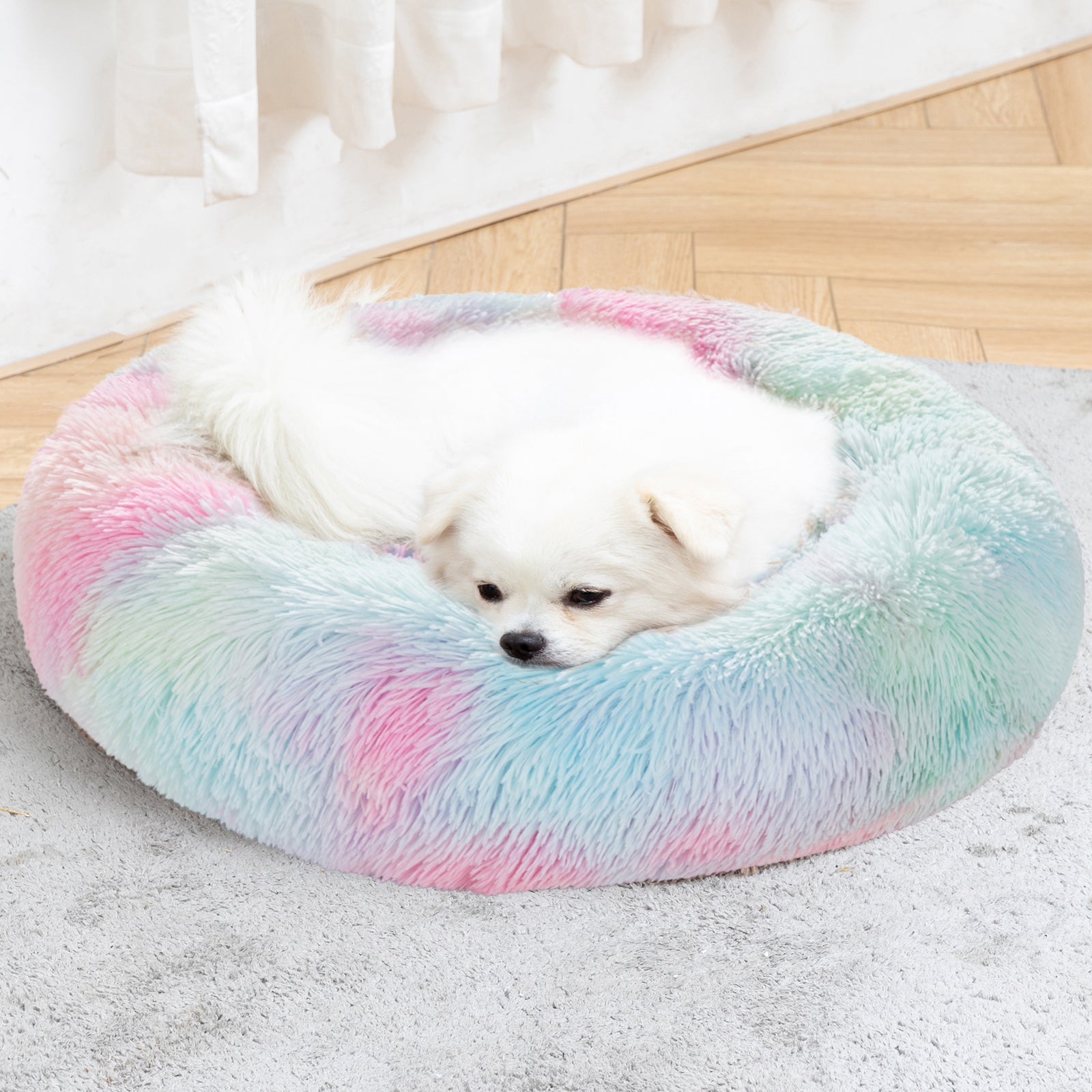 Premium Plush Donut Dog Bed - Warm, Soft, and Washable Pet Cushion for Dogs and Cats - Available in Small and Large Sizes