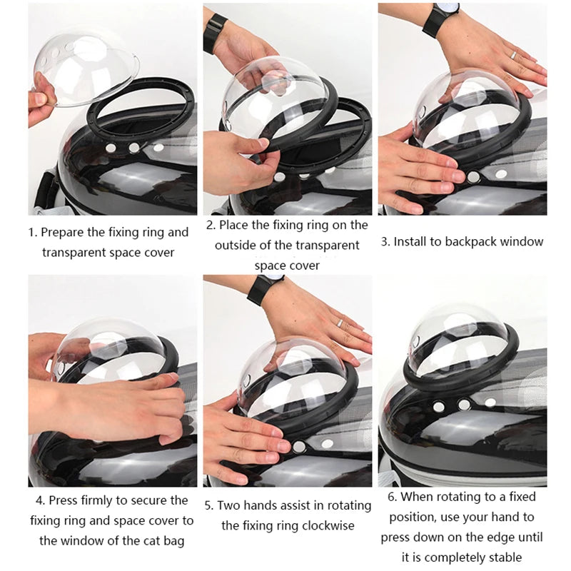 Transparent Pet Backpack Carrier - Breathable Space Capsule Design for Cats and Small Dogs
