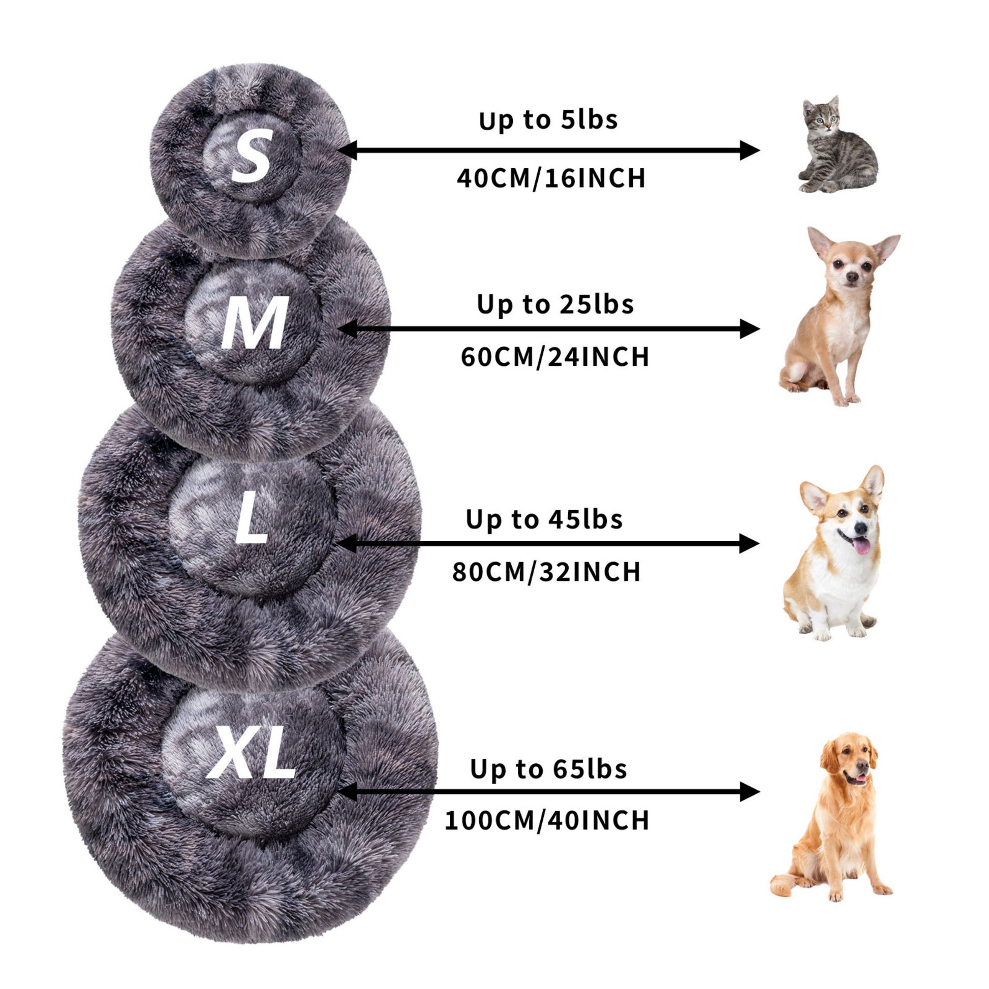 Premium Plush Donut Dog Bed - Warm, Soft, and Washable Pet Cushion for Dogs and Cats - Available in Small and Large Sizes