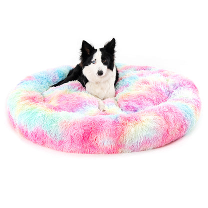 Premium Plush Donut Dog Bed - Warm, Soft, and Washable Pet Cushion for Dogs and Cats - Available in Small and Large Sizes