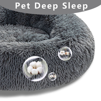 Premium Plush Donut Dog Bed - Warm, Soft, and Washable Pet Cushion for Dogs and Cats - Available in Small and Large Sizes