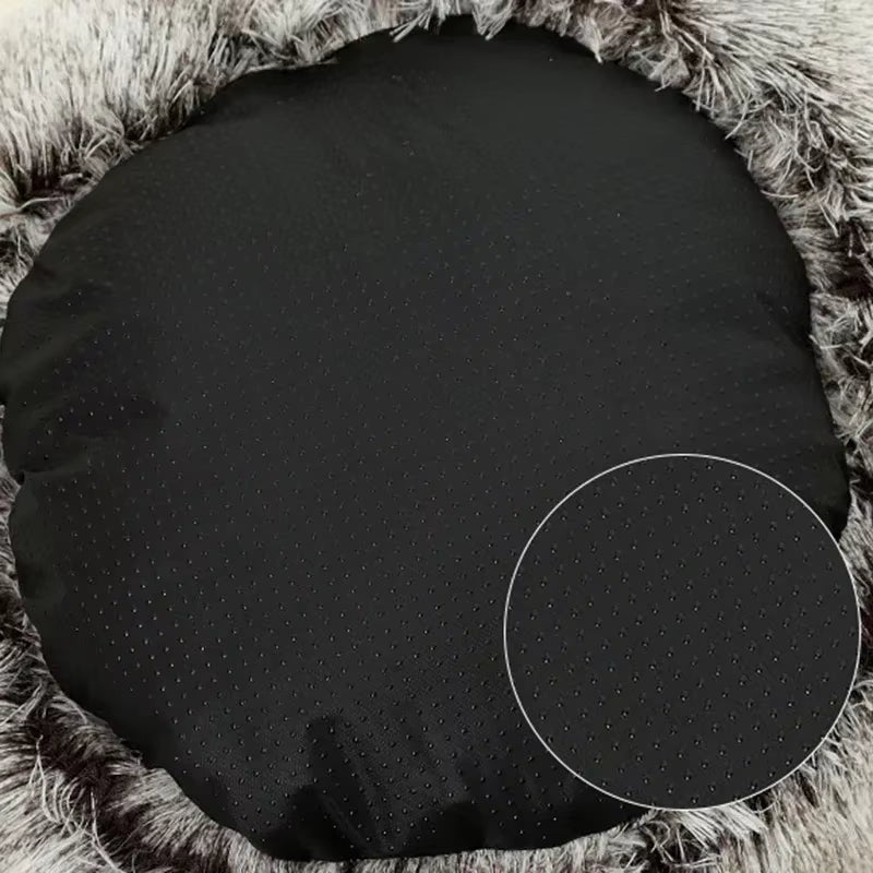 Dual-Function Winter Plush Pet Bed with Cover - Round Cat and Dog Mattress for Small Pets