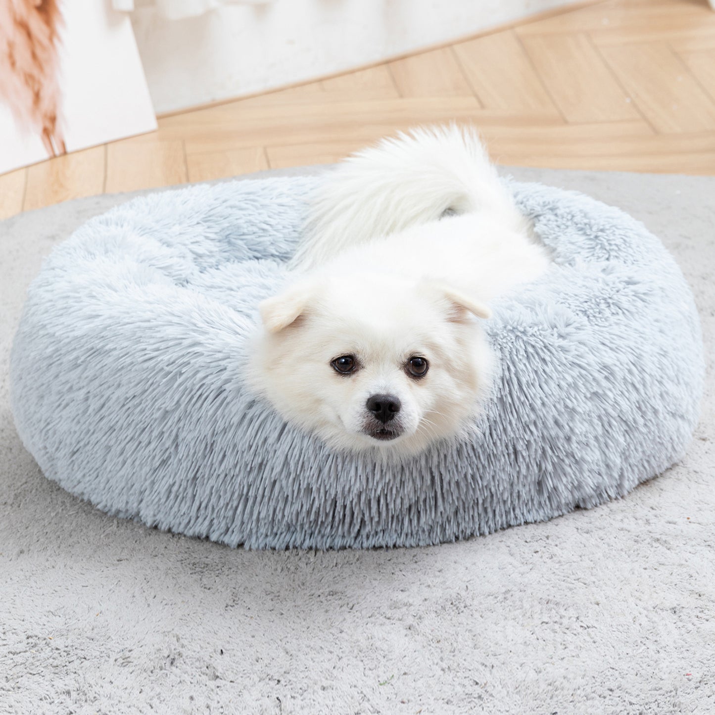 Premium Plush Donut Dog Bed - Warm, Soft, and Washable Pet Cushion for Dogs and Cats - Available in Small and Large Sizes