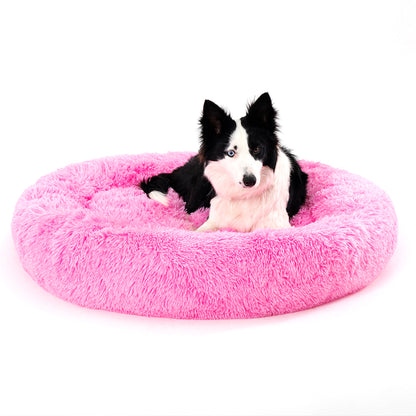 Premium Plush Donut Dog Bed - Warm, Soft, and Washable Pet Cushion for Dogs and Cats - Available in Small and Large Sizes