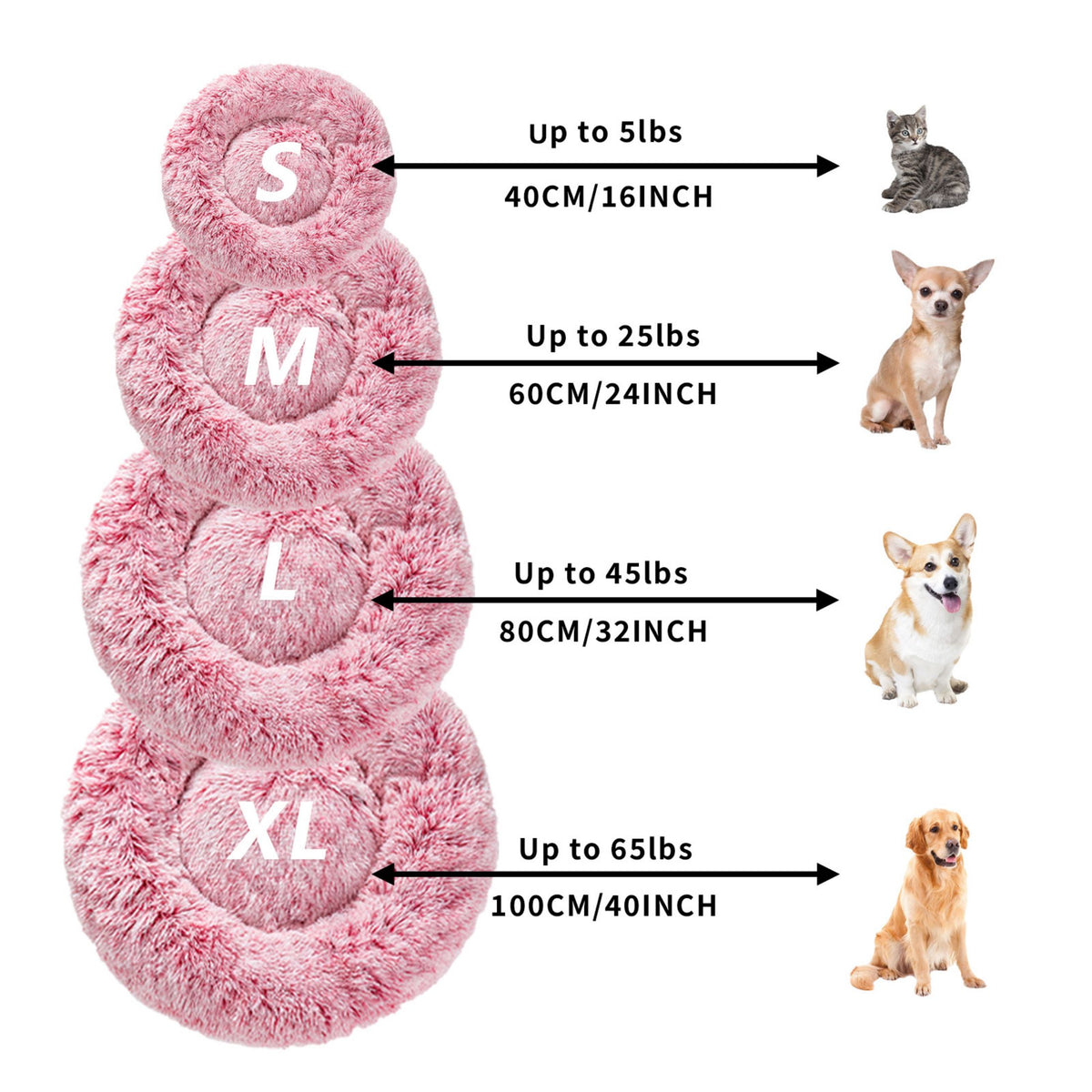 Premium Plush Donut Dog Bed - Warm, Soft, and Washable Pet Cushion for Dogs and Cats - Available in Small and Large Sizes