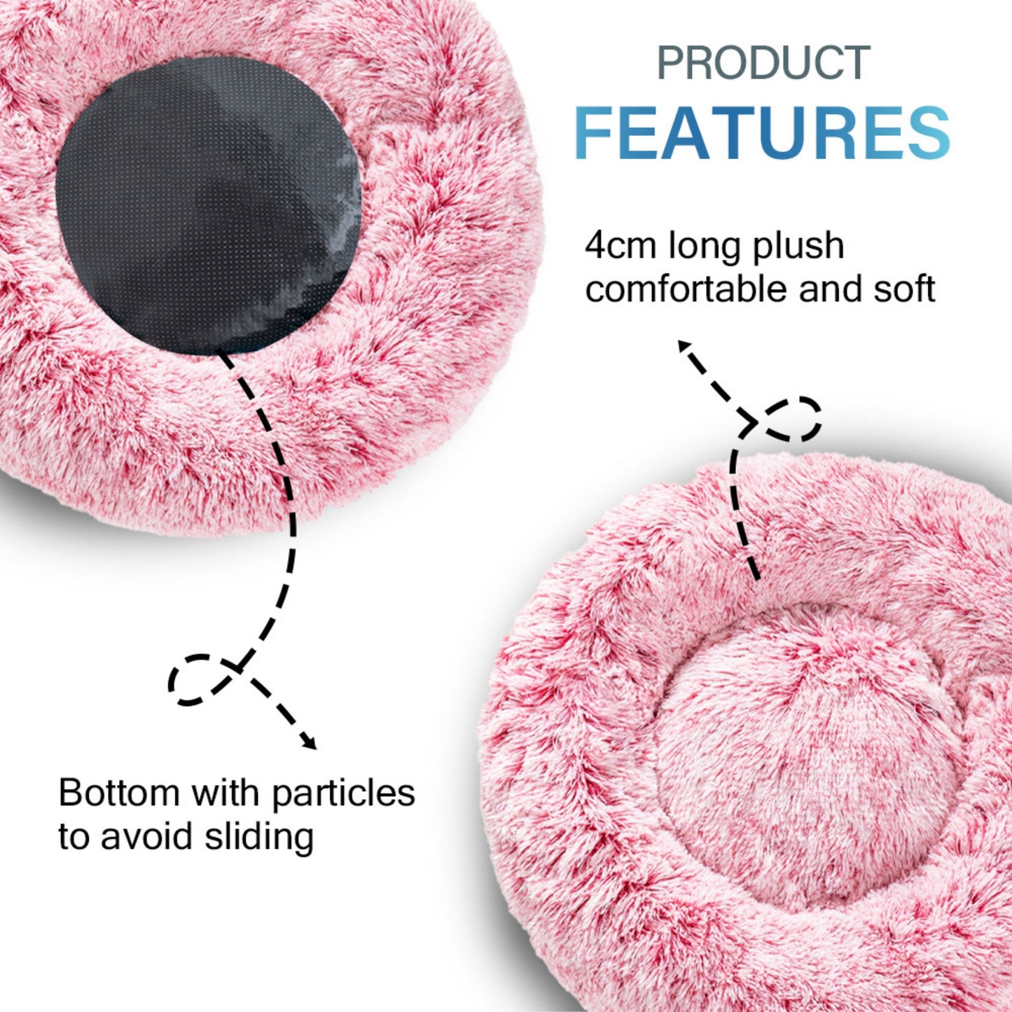 Premium Plush Donut Dog Bed - Warm, Soft, and Washable Pet Cushion for Dogs and Cats - Available in Small and Large Sizes