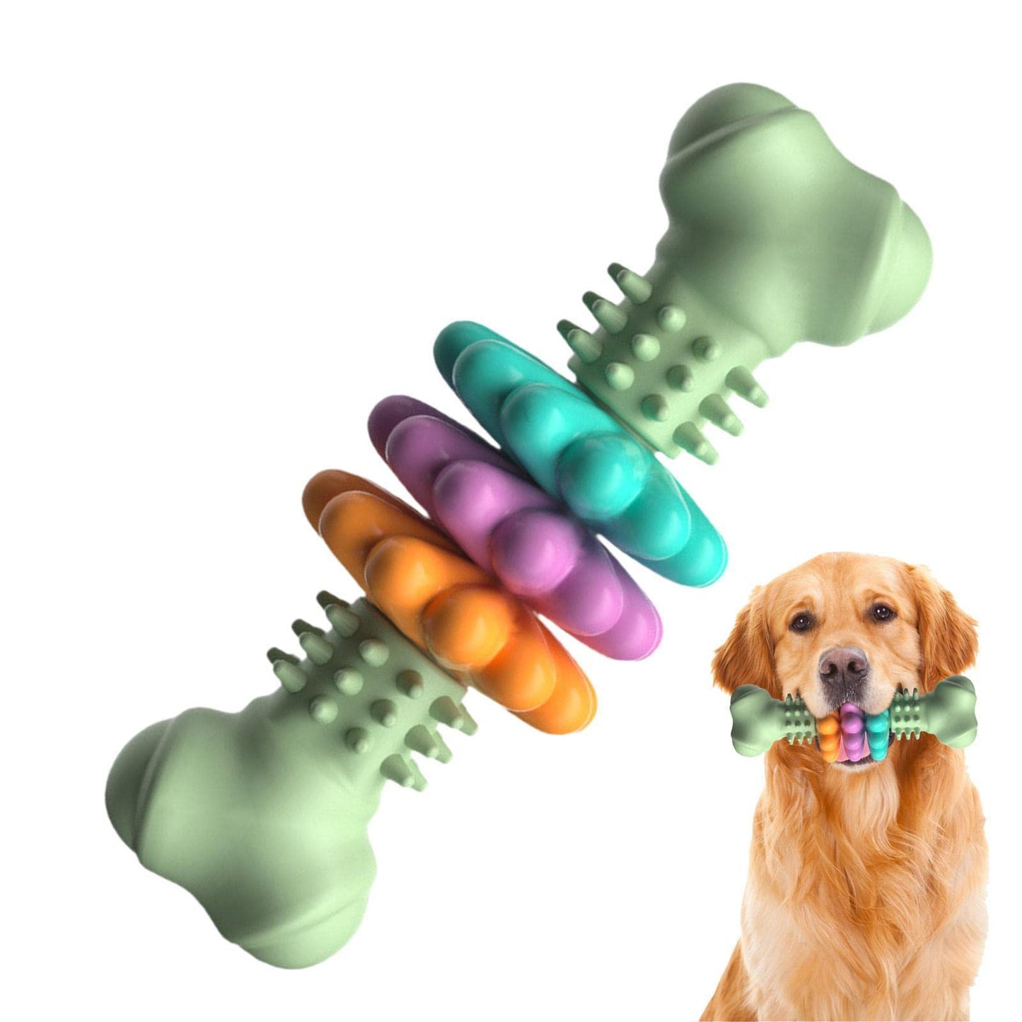 Indestructible TPR Dog Bone Chew Toy for Teeth Cleaning and Teething - Durable and Bite Resistant Pet Product
