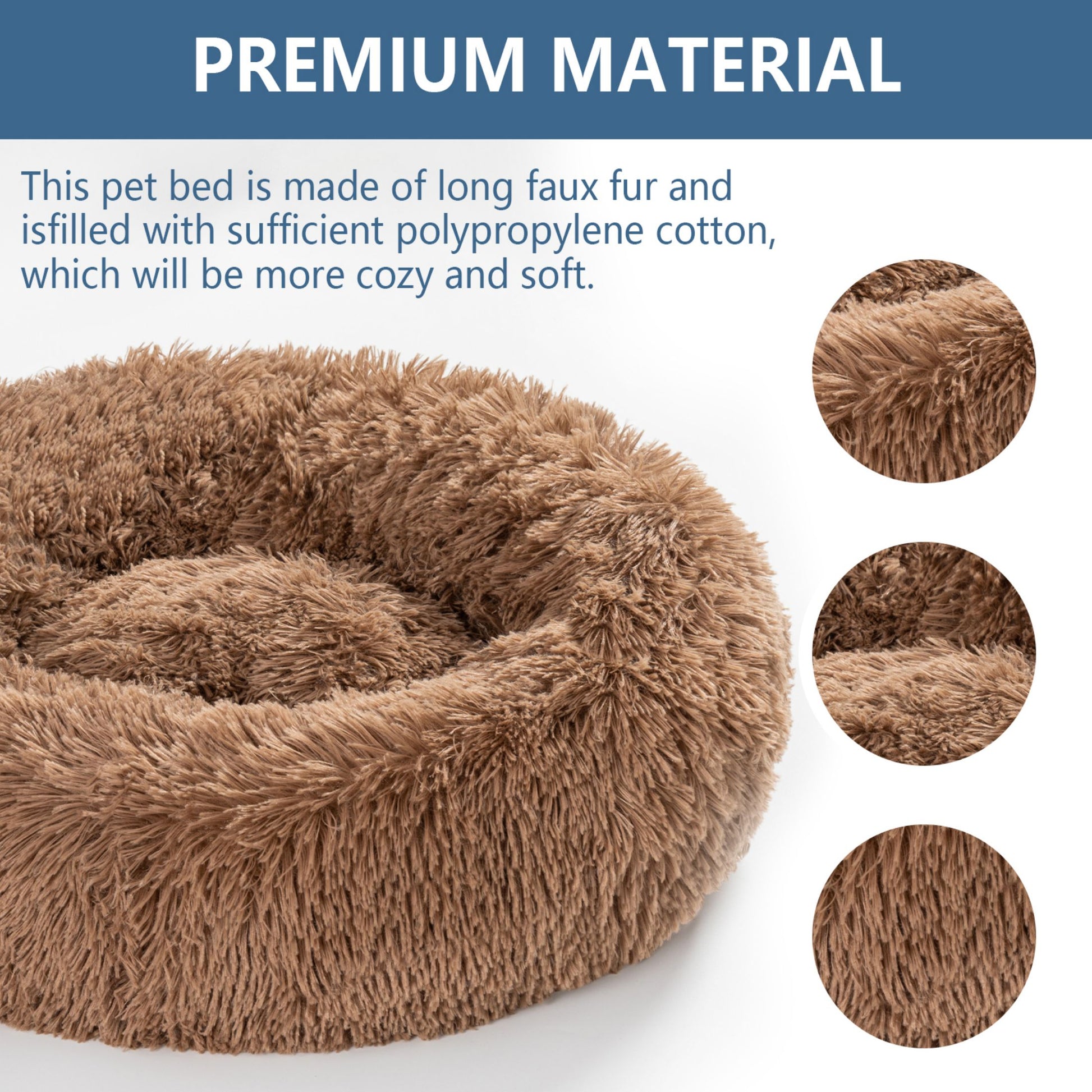 Premium Plush Donut Dog Bed - Warm, Soft, and Washable Pet Cushion for Dogs and Cats - Available in Small and Large Sizes