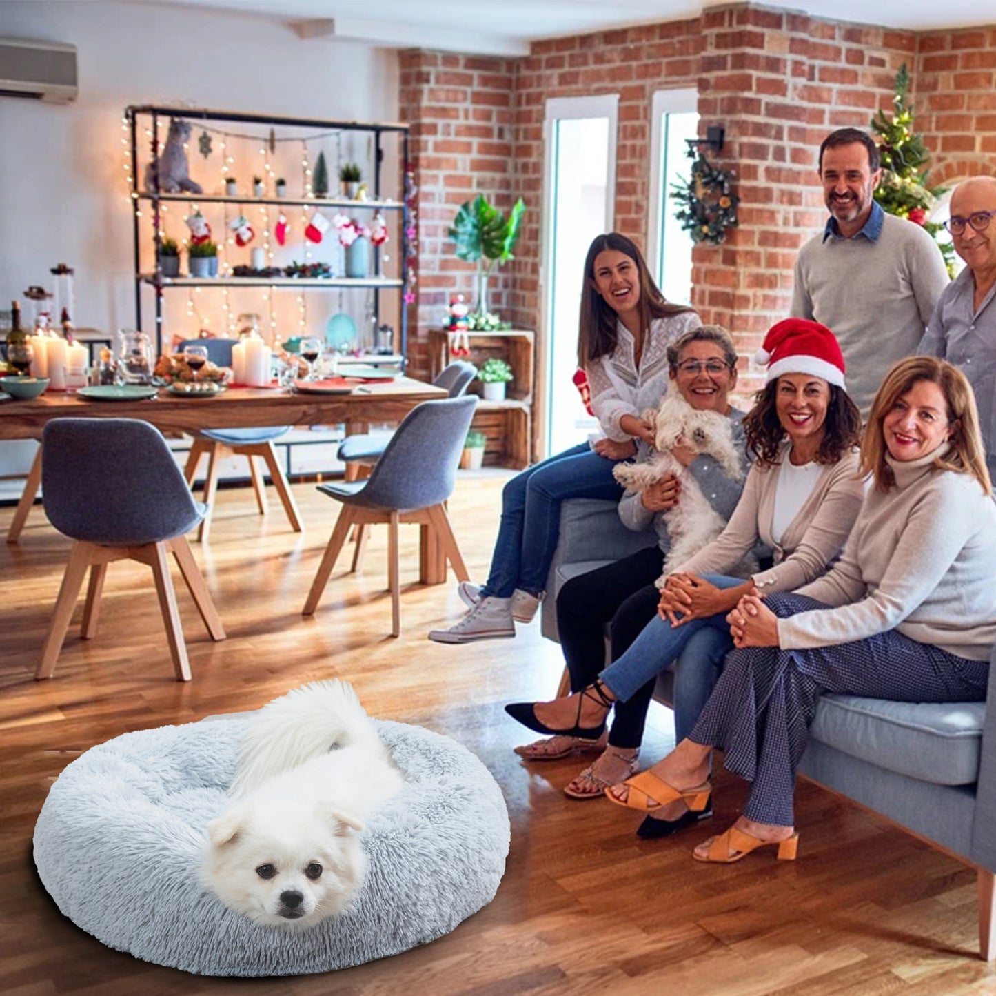 Premium Plush Donut Dog Bed - Warm, Soft, and Washable Pet Cushion for Dogs and Cats - Available in Small and Large Sizes