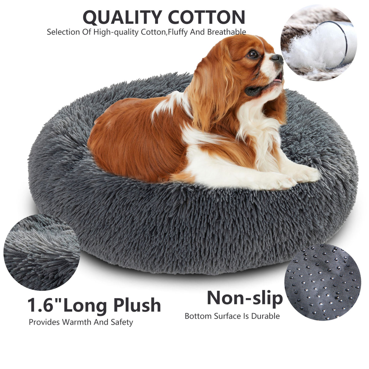 Premium Plush Donut Dog Bed - Warm, Soft, and Washable Pet Cushion for Dogs and Cats - Available in Small and Large Sizes
