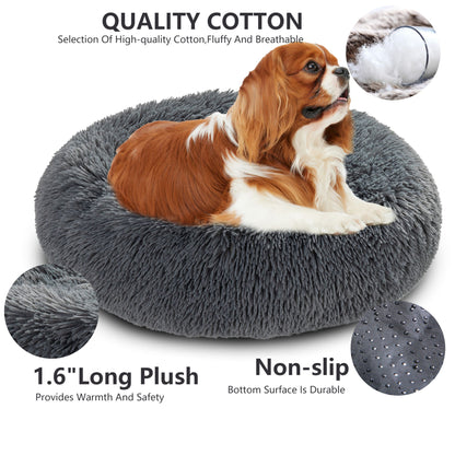 Premium Plush Donut Dog Bed - Warm, Soft, and Washable Pet Cushion for Dogs and Cats - Available in Small and Large Sizes